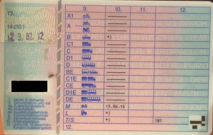 german driver licence example